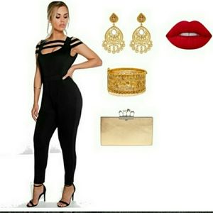 Black Strappy Jumpsuit Plus Size 20
